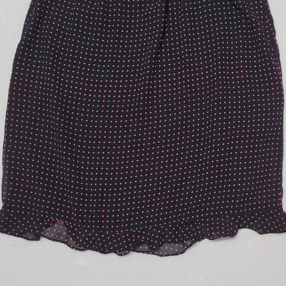 Vintage Kathie Lee Pink Orange Polka-dot Chiffon Ruffle Hem Bubble Skirt 16